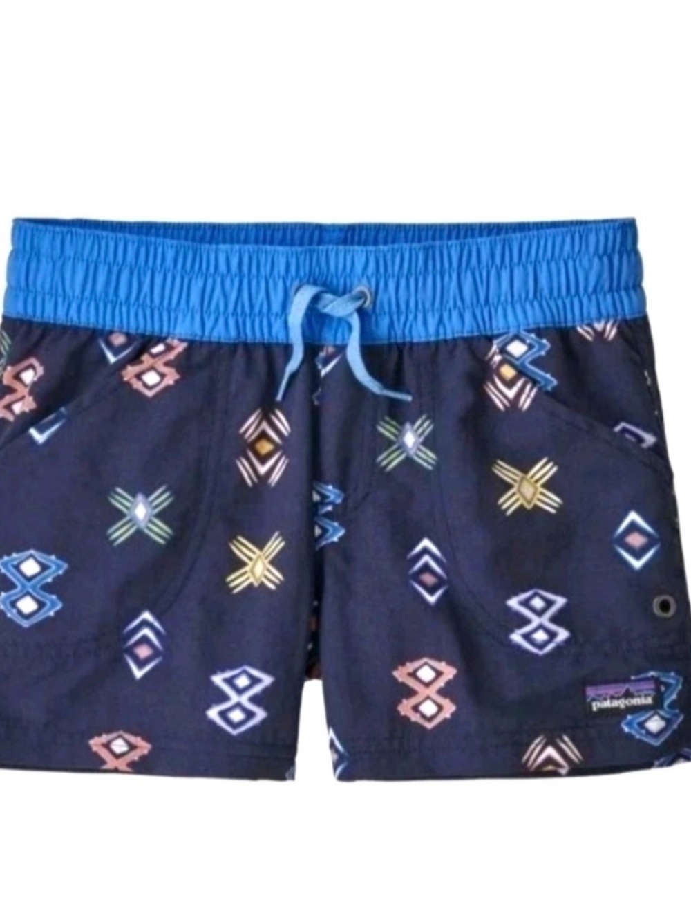 Patagonia Navy Board Shorts with Light Blue Waistband